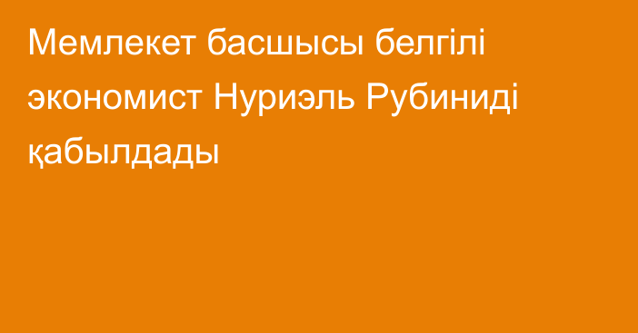 Мемлекет басшысы белгілі экономист Нуриэль Рубиниді қабылдады