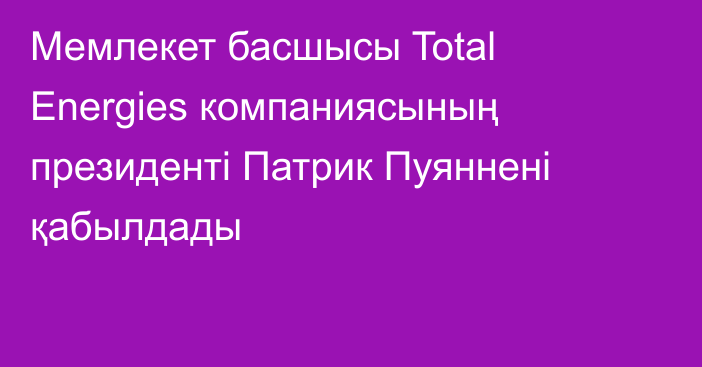 Мемлекет басшысы Total Energies компаниясының президенті Патрик Пуяннені қабылдады