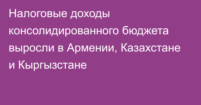 Налоговые доходы консолидированного бюджета выросли в Армении, Казахстане и Кыргызстане