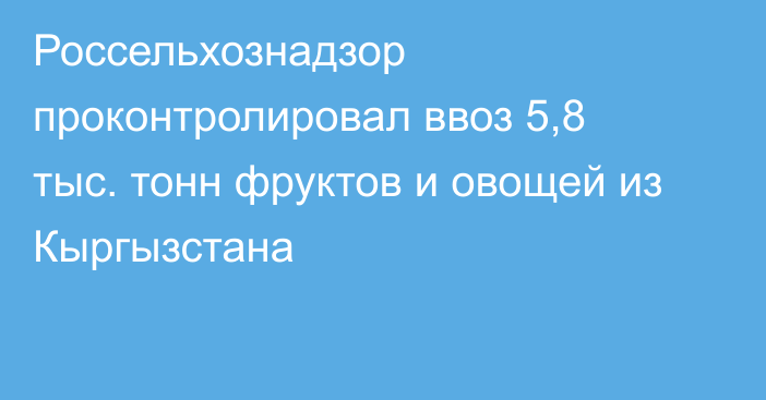 Россельхознадзор проконтролировал ввоз 5,8 тыс. тонн фруктов и овощей из Кыргызстана