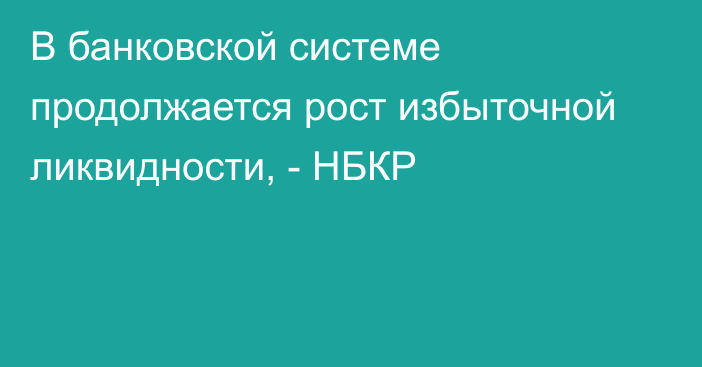 В банковской системе продолжается рост избыточной ликвидности, - НБКР