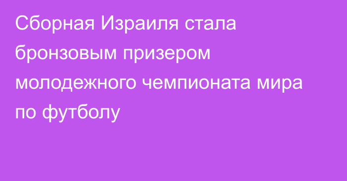 Сборная Израиля стала бронзовым призером молодежного чемпионата мира по футболу