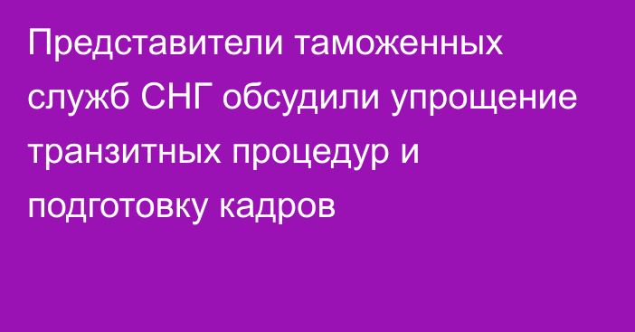 Представители таможенных служб СНГ обсудили упрощение транзитных процедур и подготовку кадров