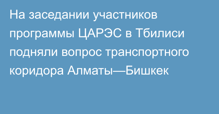 На заседании участников программы ЦАРЭС в Тбилиси подняли вопрос транспортного коридора Алматы—Бишкек