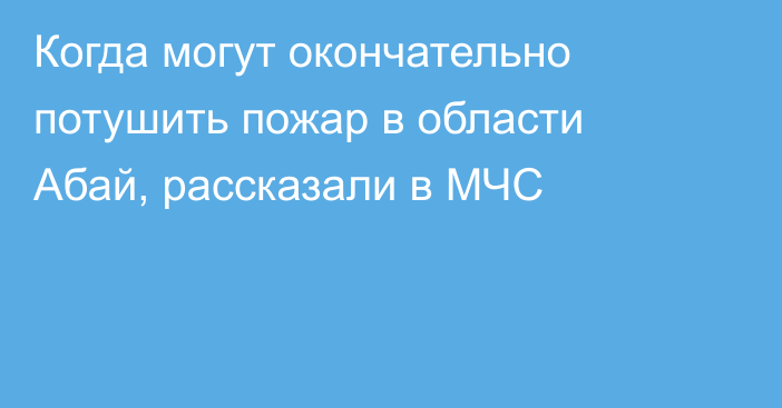 Когда могут окончательно потушить пожар в области Абай, рассказали в МЧС