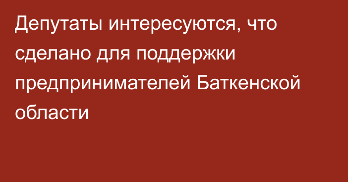 Депутаты интересуются, что сделано для поддержки предпринимателей Баткенской области