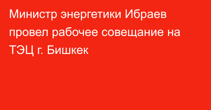 Министр энергетики Ибраев провел рабочее совещание на ТЭЦ г. Бишкек