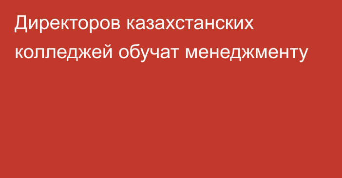 Директоров казахстанских колледжей обучат менеджменту