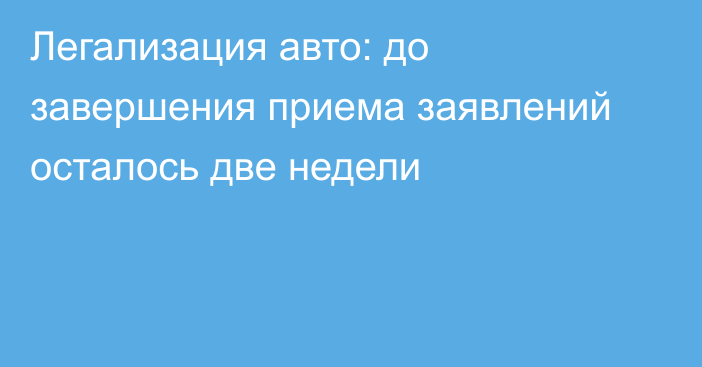 Легализация авто: до завершения приема заявлений осталось две недели