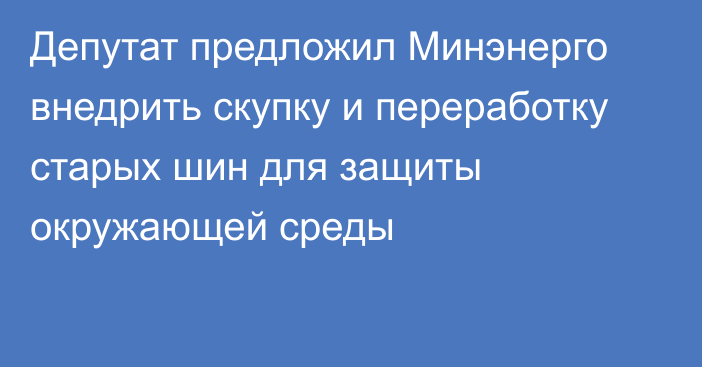 Депутат предложил Минэнерго внедрить скупку и переработку старых шин для защиты окружающей среды