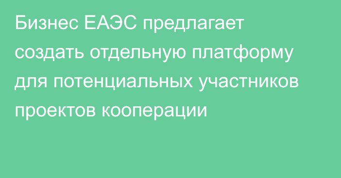 Бизнес ЕАЭС предлагает создать отдельную платформу для потенциальных участников проектов кооперации