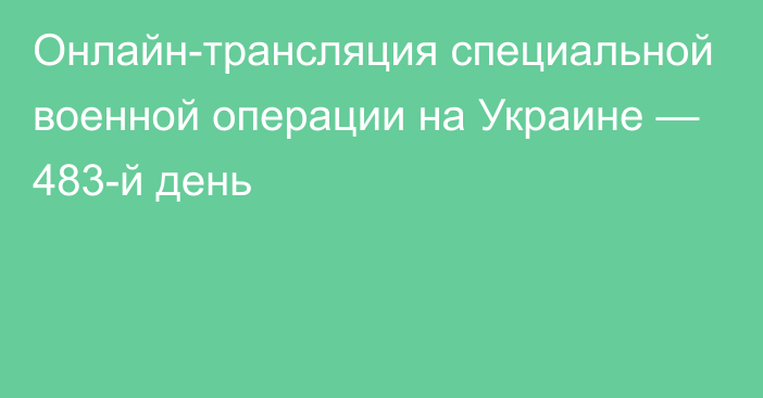 Онлайн-трансляция специальной военной операции на Украине — 483-й день