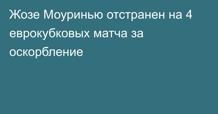 Жозе Моуринью отстранен на 4 еврокубковых матча за оскорбление