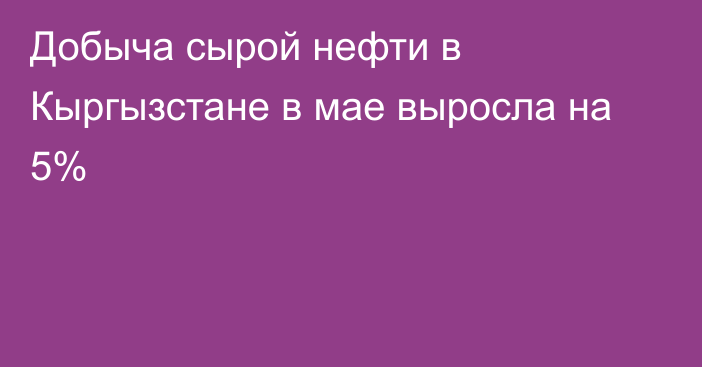 Добыча сырой нефти в Кыргызстане в мае выросла на 5%