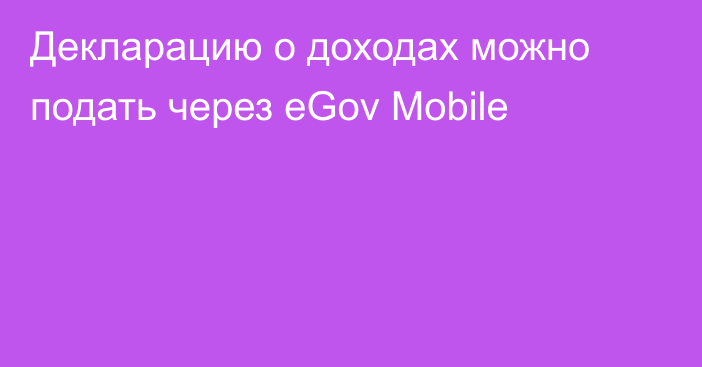 Декларацию о доходах можно подать через eGov Mobile