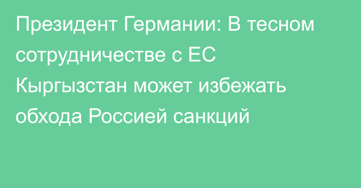 Президент Германии: В тесном сотрудничестве с ЕС Кыргызстан может избежать обхода Россией санкций