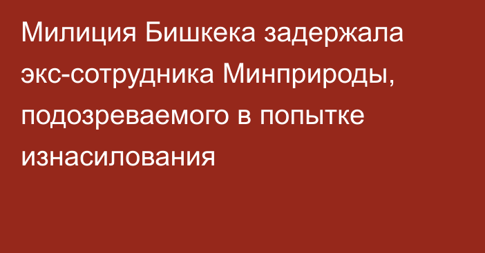 Милиция Бишкека задержала экс-сотрудника Минприроды, подозреваемого в попытке изнасилования