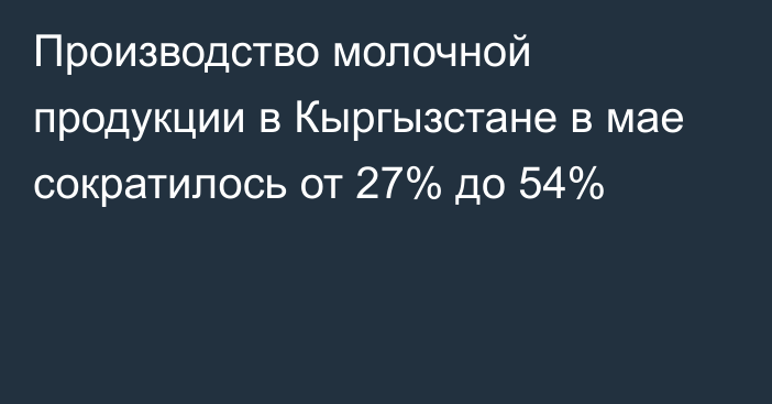 Производство молочной продукции в Кыргызстане в мае сократилось от 27% до 54%