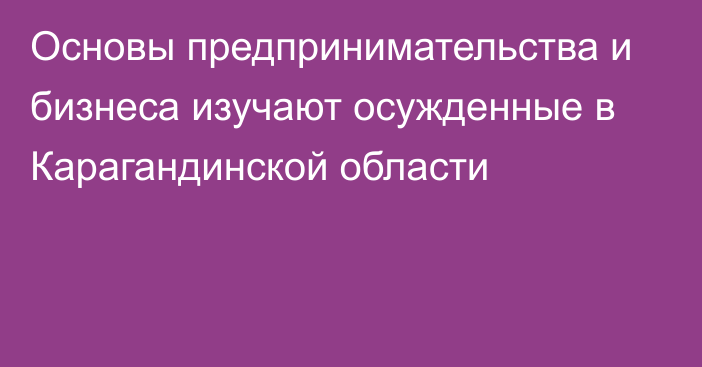 Основы предпринимательства и бизнеса изучают осужденные в Карагандинской области