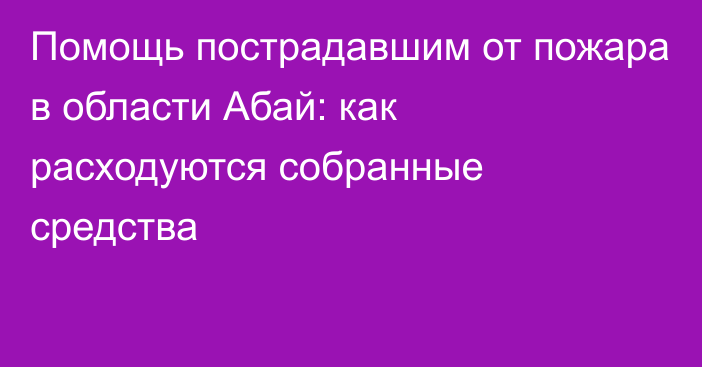 Помощь пострадавшим от пожара в области Абай: как расходуются собранные средства