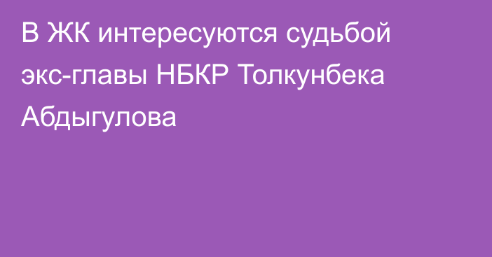 В ЖК интересуются судьбой экс-главы НБКР Толкунбека Абдыгулова