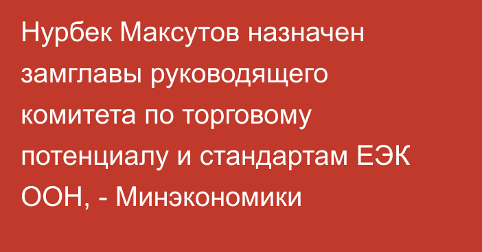 Нурбек Максутов назначен замглавы руководящего комитета по торговому потенциалу и стандартам ЕЭК ООН, - Минэкономики