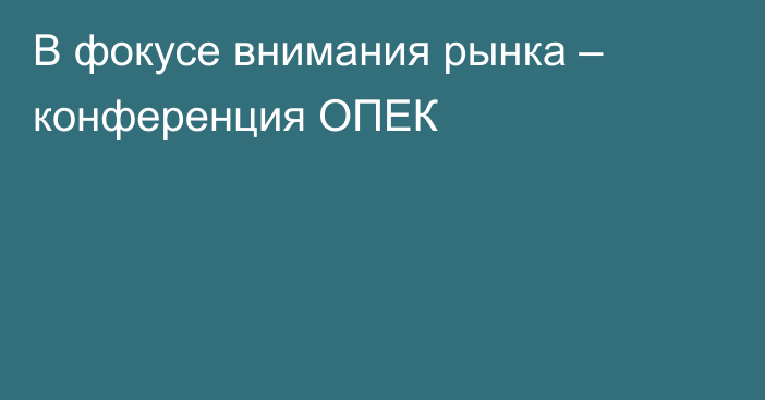 В фокусе внимания рынка – конференция ОПЕК