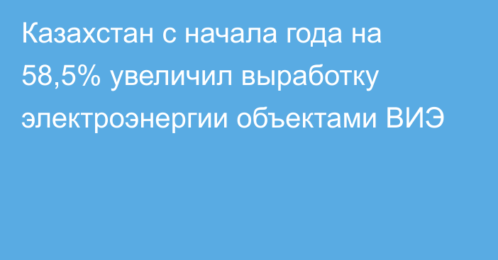 Казахстан с начала года на 58,5% увеличил выработку электроэнергии объектами ВИЭ