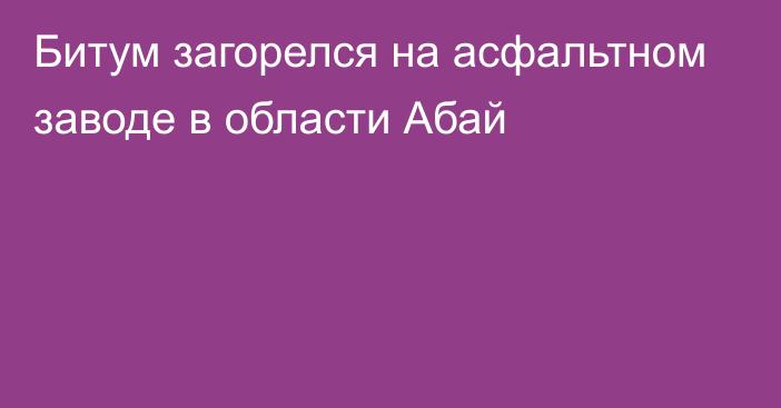 Битум загорелся на асфальтном заводе в области Абай