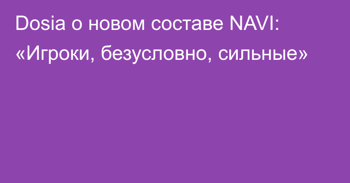 Dosia о новом составе NAVI: «Игроки, безусловно, сильные»