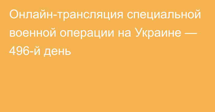 Онлайн-трансляция специальной военной операции на Украине — 496-й день