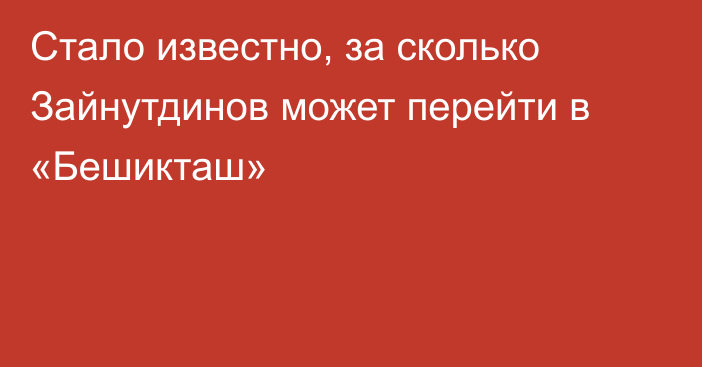 Стало известно, за сколько Зайнутдинов может перейти в «Бешикташ»