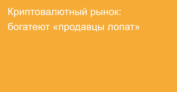 Криптовалютный рынок: богатеют «продавцы лопат»