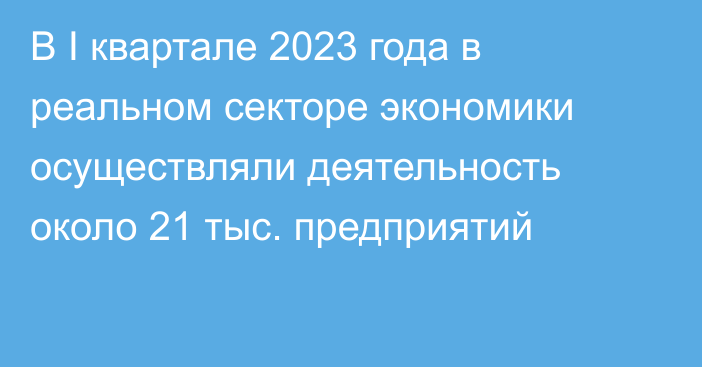 В I квартале 2023 года в реальном секторе экономики осуществляли деятельность около 21 тыс. предприятий