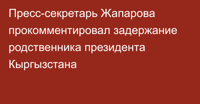 Пресс-секретарь Жапарова прокомментировал задержание родственника президента Кыргызстана