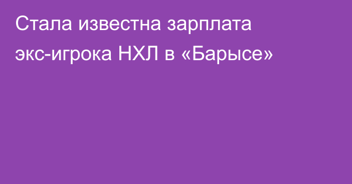 Стала известна зарплата экс-игрока НХЛ в «Барысе»