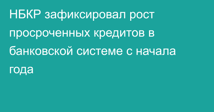 НБКР зафиксировал рост просроченных кредитов в банковской системе с начала года