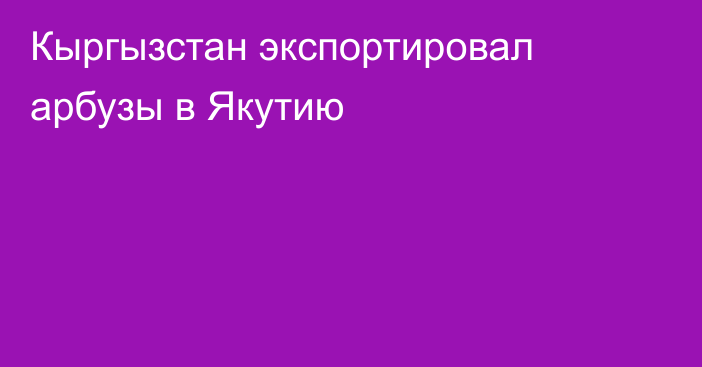 Кыргызстан экспортировал арбузы в Якутию