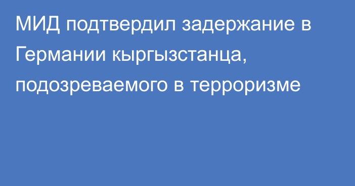 МИД подтвердил задержание в Германии кыргызстанца, подозреваемого в терроризме