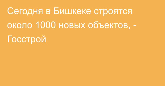 Сегодня в Бишкеке строятся около 1000 новых объектов, - Госстрой