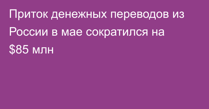 Приток денежных переводов из России в мае сократился на $85 млн