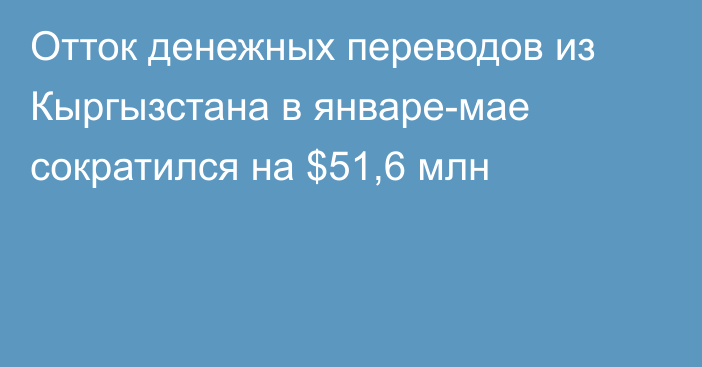 Отток денежных переводов из Кыргызстана в январе-мае сократился на $51,6 млн