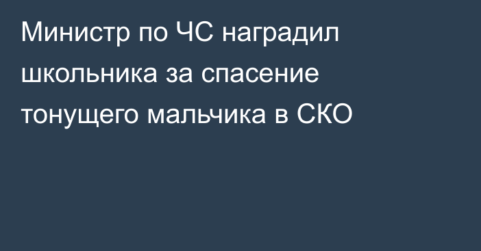 Министр по ЧС наградил школьника за спасение тонущего мальчика в СКО