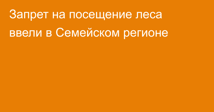 Запрет на посещение леса ввели в Семейском регионе