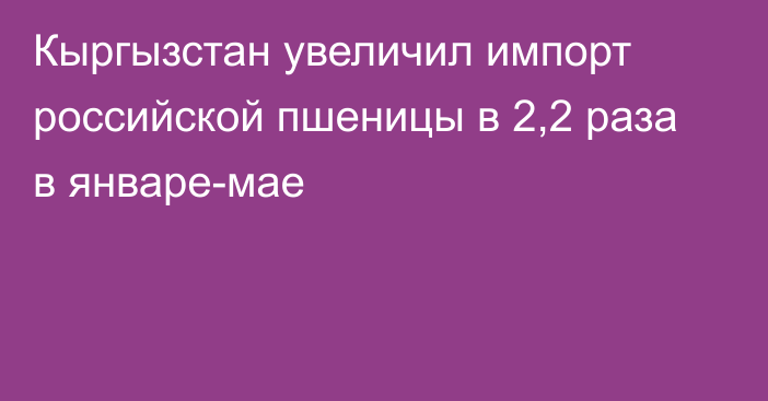 Кыргызстан увеличил импорт российской пшеницы в 2,2 раза в январе-мае