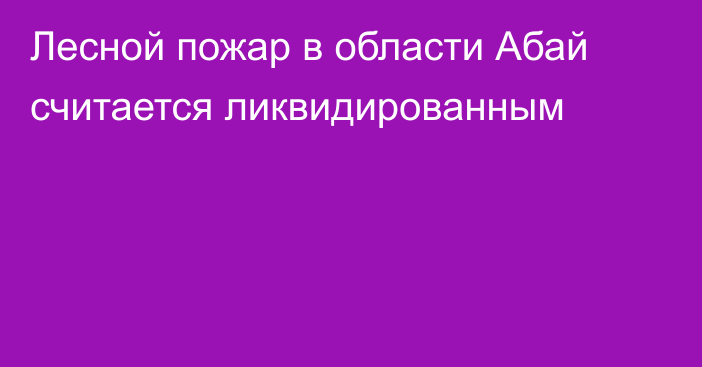 Лесной пожар в области Абай считается ликвидированным