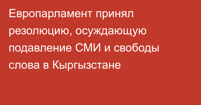 Европарламент принял резолюцию, осуждающую подавление СМИ и свободы слова в Кыргызстане