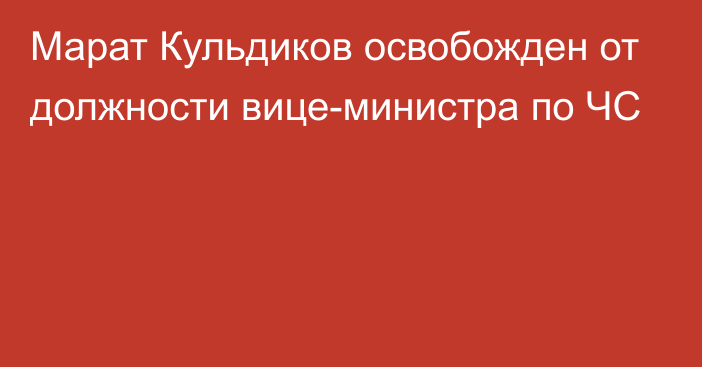 Марат Кульдиков освобожден от должности вице-министра по ЧС