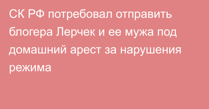 СК РФ потребовал отправить блогера Лерчек и ее мужа под домашний арест за нарушения режима