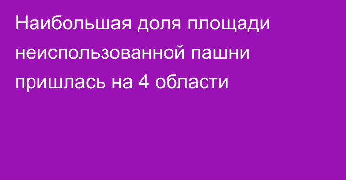 Наибольшая доля площади неиспользованной пашни пришлась на 4 области